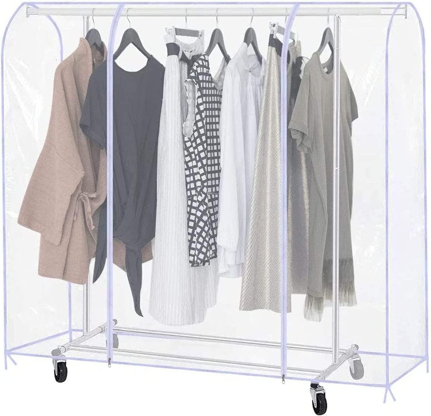 Clear Garment Rack Cover Dustproof Clothes Rack Cover With 2 Durable Zipper/Clothing Waterproof Protector