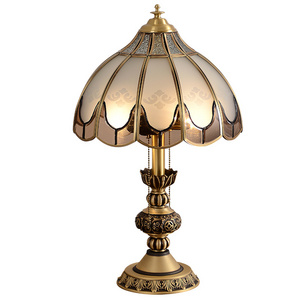 H65 brass desk lamp decoration luxury living room light luxury European style umbrella lampshade desk lamp