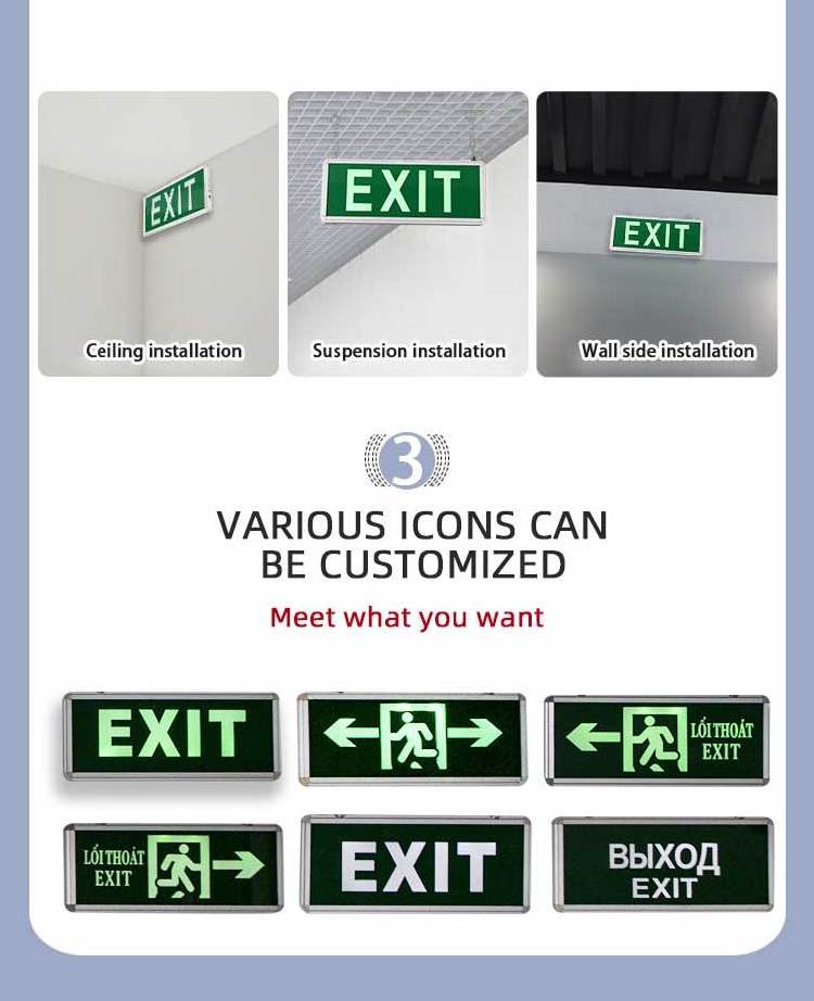 Metal Exit Sign Steel Running Man Exit Light LED Emergency Exit Sign Combo Manufacturer