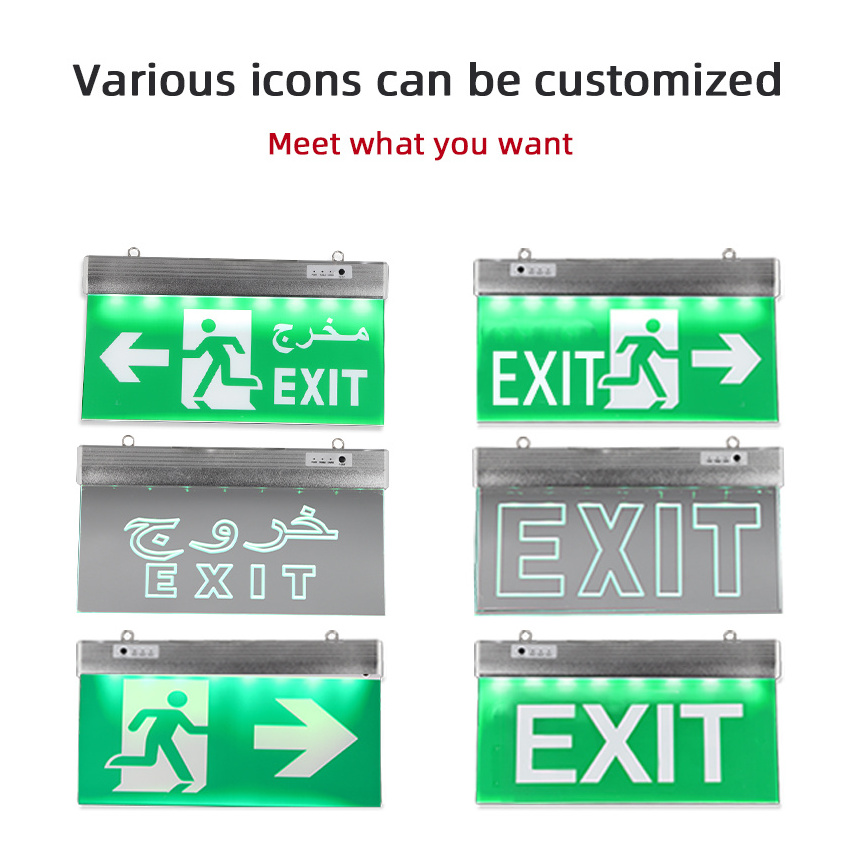 Xinjiu 3W Green Led Office Hotel Exit Sign Emergency Exit Lights For Home Power Failure Alarm