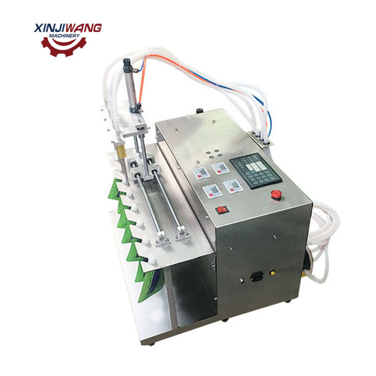 High accuracy Manual Desktop Liquid Filling Machine with 4 Nozzles for Beverages Oil Orange Juice and Milk Can Package