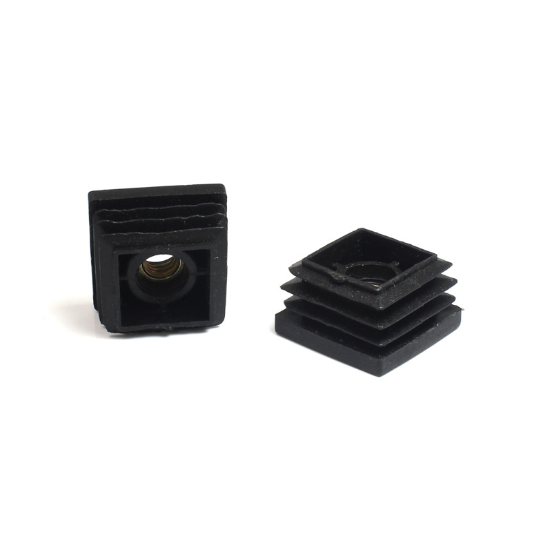 Square Round Plastic Insert Cap Tube End Cover With Thread Nut Plastic Steel Tube Furniture Leg Hole Plug