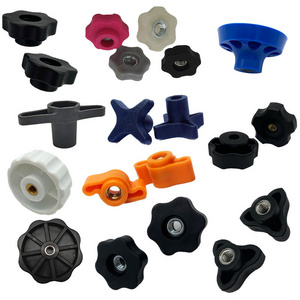 Plastics Knobs Accessories Custom M5 M6 M8 M10 Black Clamping Thumb Knurled Threaded Star Handle Plastic Furniture Knob