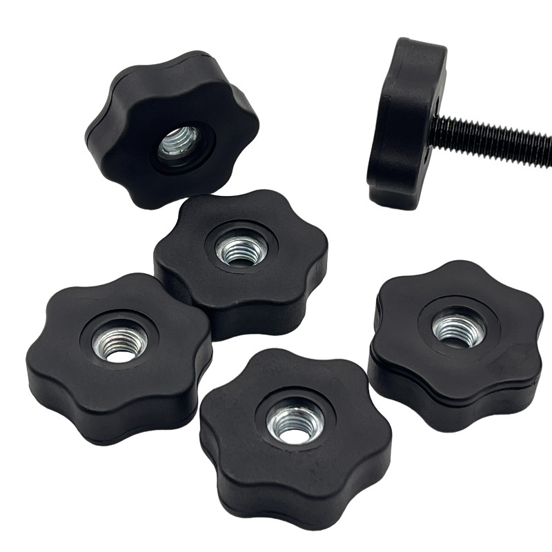 Furniture Adjustable Clamp Lever Handle / M5 M6 M8 M10 Black Thread Knobs   / Knurled Star Lobe Clamping Plastic Knob