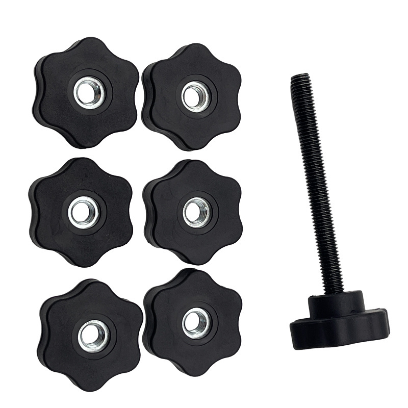 Furniture Adjustable Clamp Lever Handle / M5 M6 M8 M10 Black Thread Knobs   / Knurled Star Lobe Clamping Plastic Knob