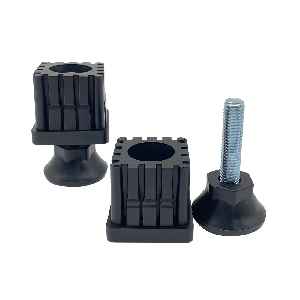 Square Round Plastic Insert Cap Tube End Cover With Thread Nut Plastic Steel Tube Furniture Leg Hole Plug