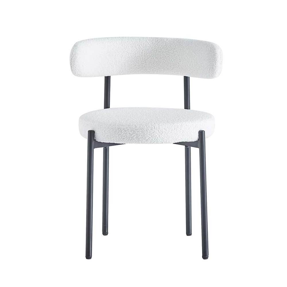 Locus Bono Dining Chair Modern Upholstered Dining Room Chairs Arm less Kitchen Chair for Dining Room Black Metal Legs (White)