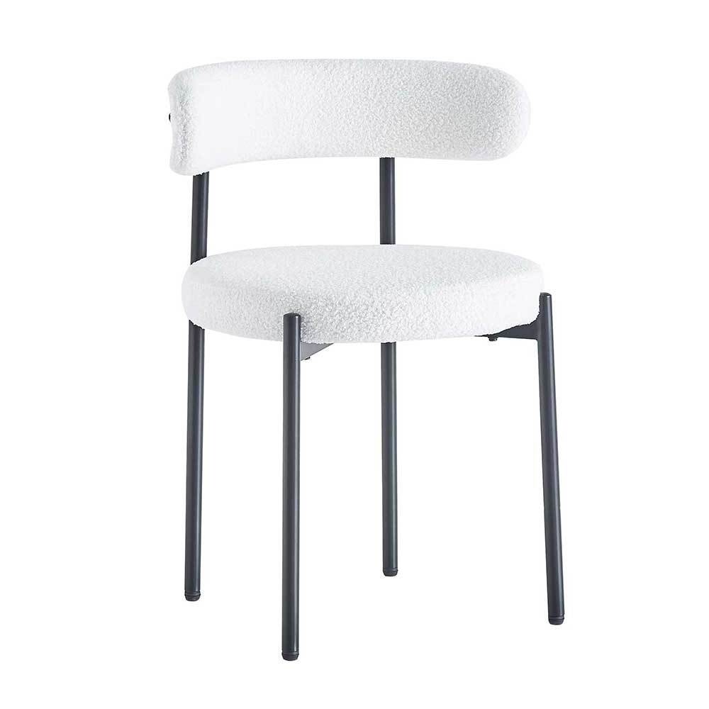 Locus Bono Dining Chair Modern Upholstered Dining Room Chairs Arm less Kitchen Chair for Dining Room Black Metal Legs (White)