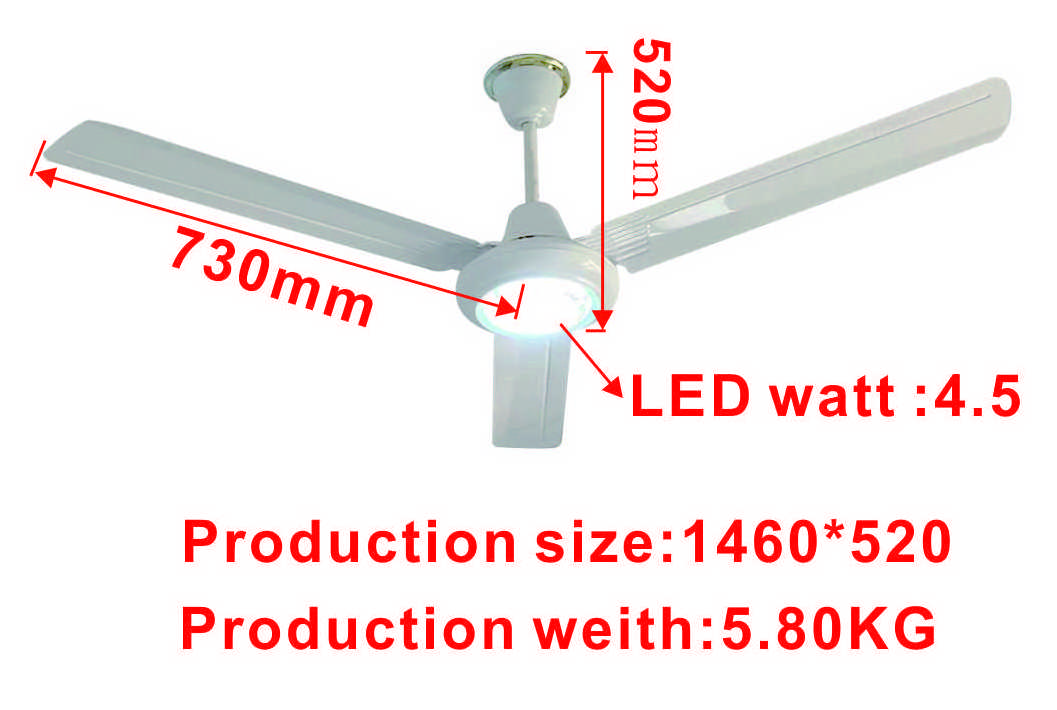 12V BLDC battery energy conservation with led light 56inch DC solar ceiling fan