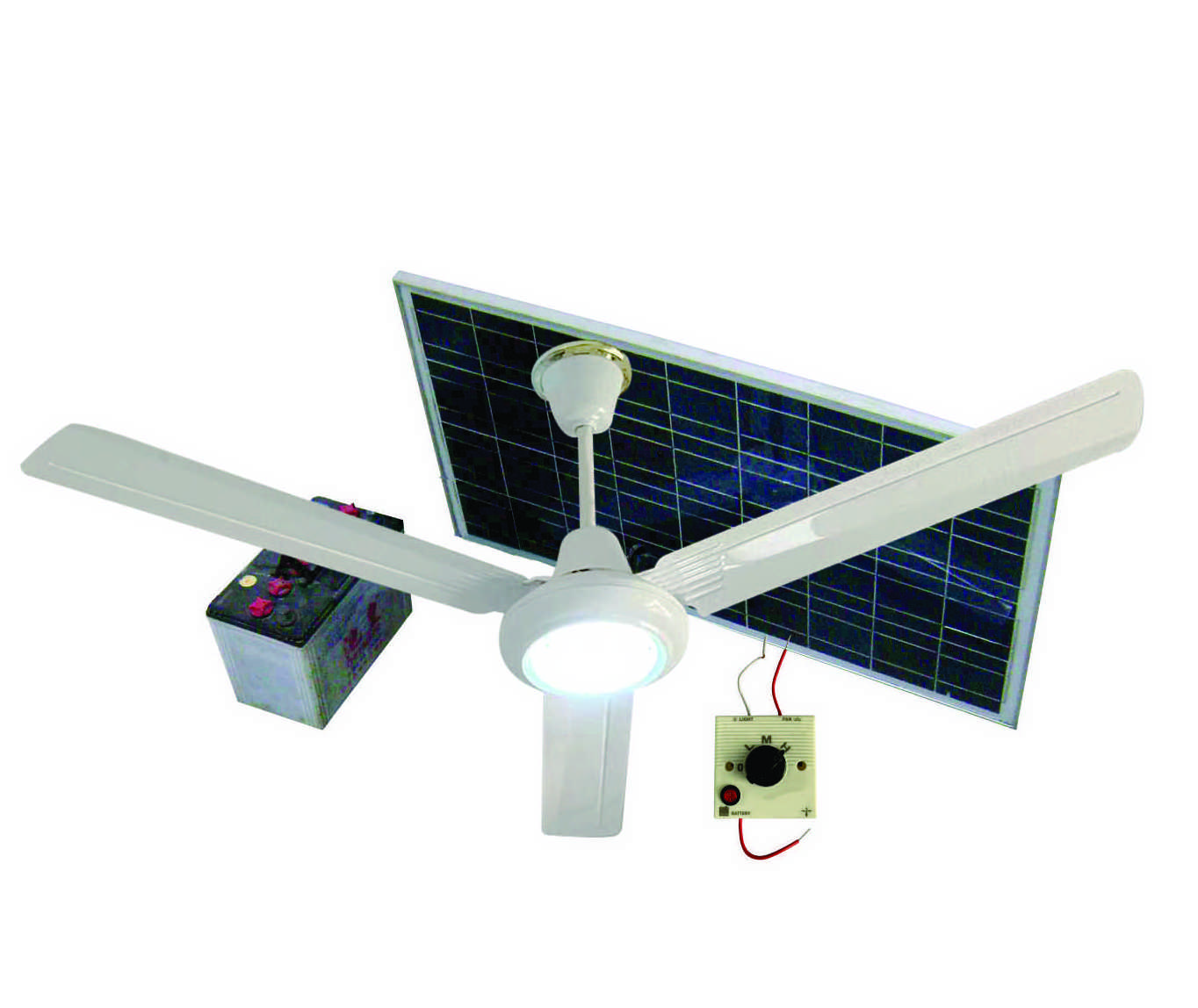 12V BLDC battery energy conservation with led light 56inch DC solar ceiling fan