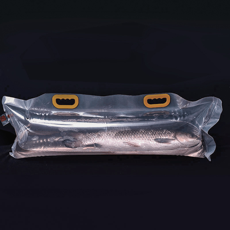 Plastic delivery custom print transportation oxygen handle inflatable live fish packaging bag