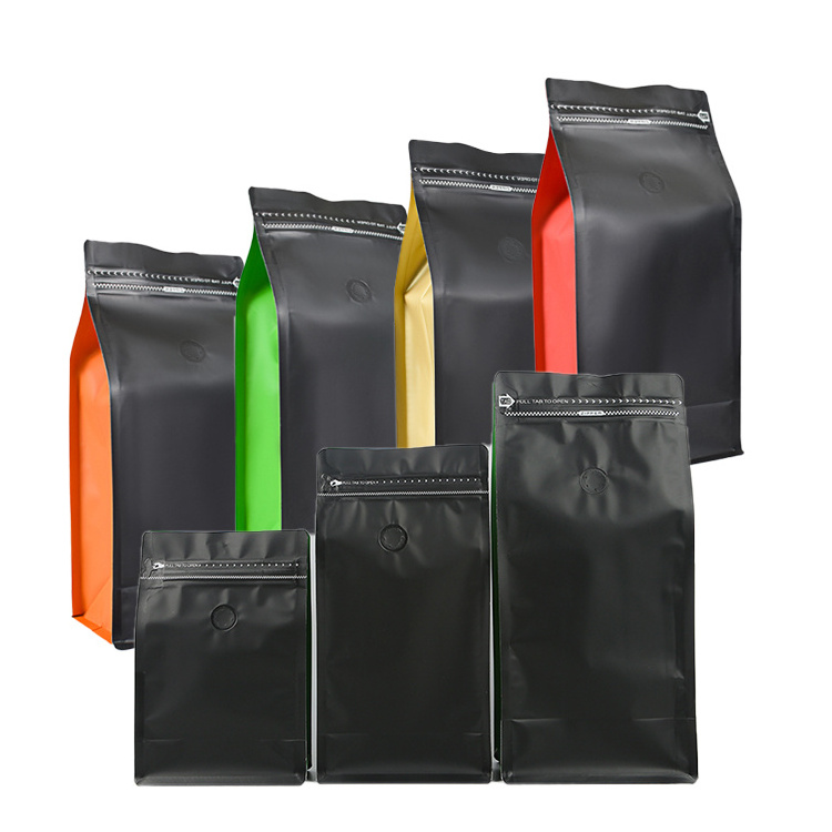 Coffee Bean Packaging Bag 12oz 340g Bolsa De Cafe 250g 1kg Flat Bottom Coffee Bags With Valve And Zipper