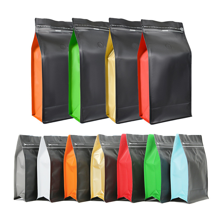 Coffee Bean Packaging Bag 12oz 340g Bolsa De Cafe 250g 1kg Flat Bottom Coffee Bags With Valve And Zipper