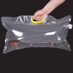 Plastic delivery custom print transportation oxygen handle inflatable live fish packaging bag