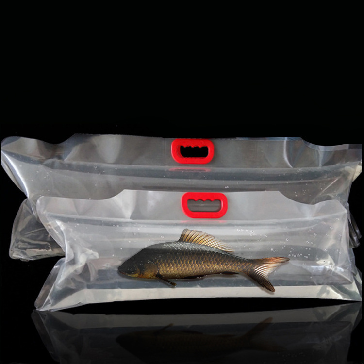 Plastic delivery custom print transportation oxygen handle inflatable live fish packaging bag