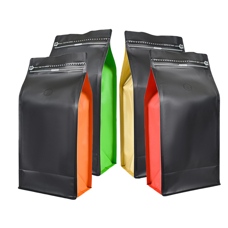 Coffee Bean Packaging Bag 12oz 340g Bolsa De Cafe 250g 1kg Flat Bottom Coffee Bags With Valve And Zipper