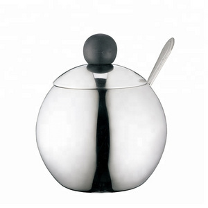 Classic European style tea coffee canister with spoon stainless steel sugar pot