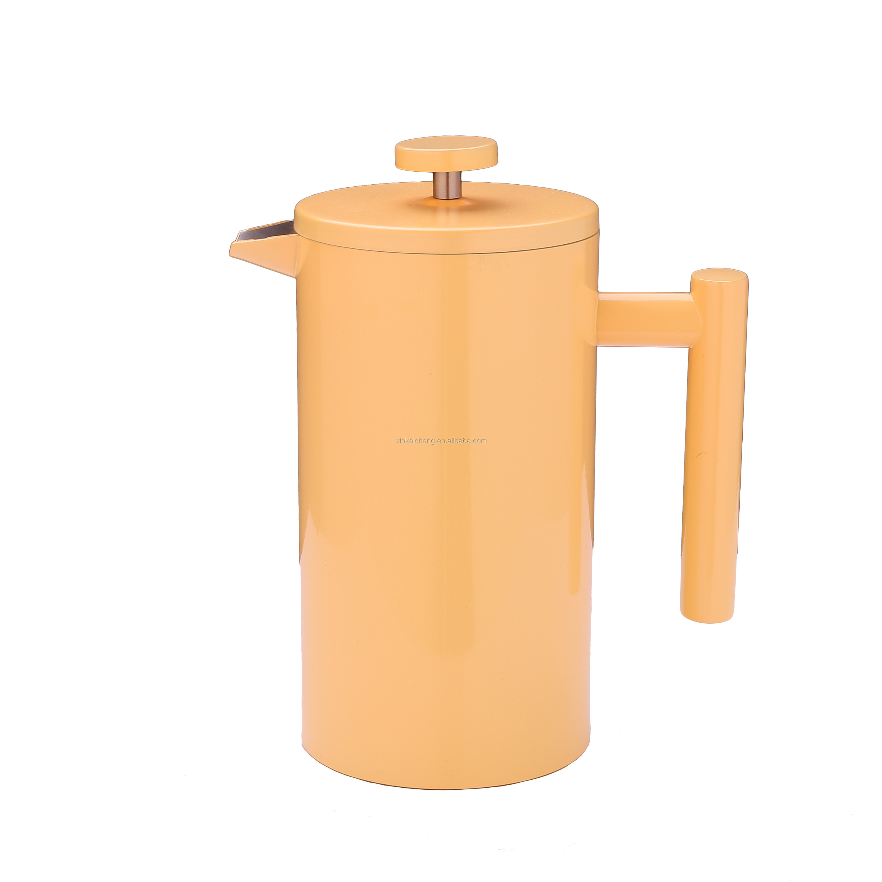 Modern Double Wall Stainless Steel French Press Tea and Coffee Maker Set with Insulated Metal Colored for Outdoor Office Use