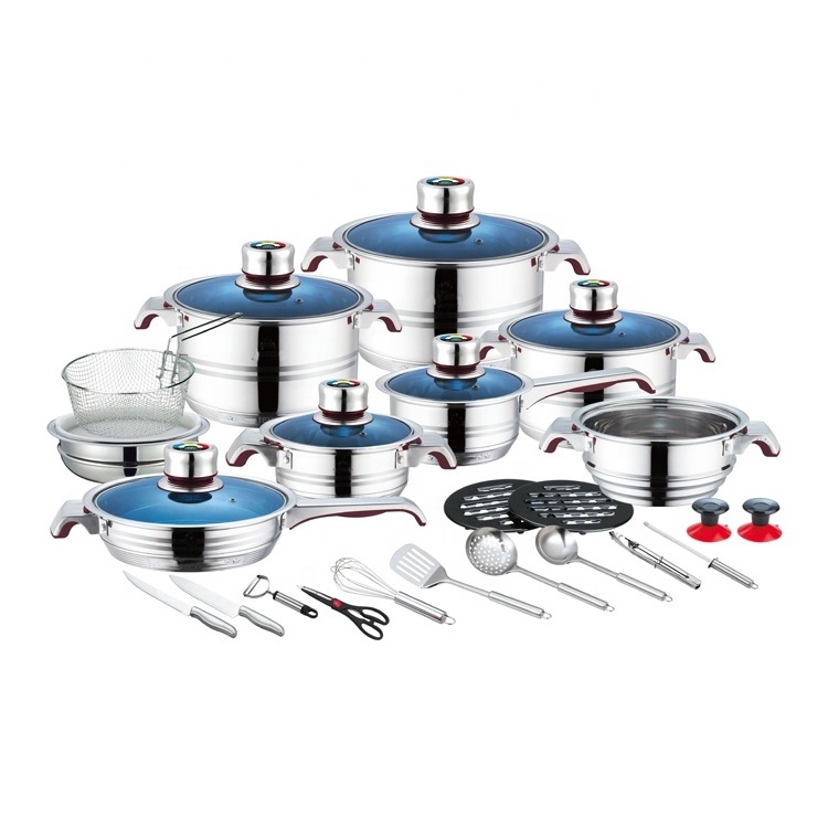 Hot sale  31pcs  induction fry casserole cooking pot  utensils set  stainless steel kitchen wear cookware sets