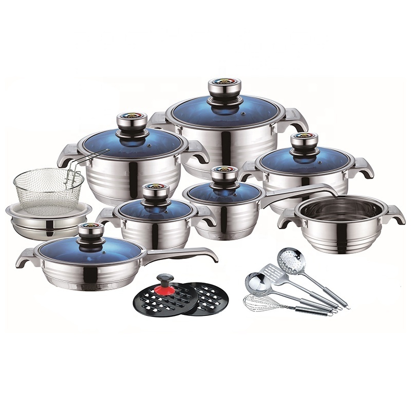 Hot sale  31pcs  induction fry casserole cooking pot  utensils set  stainless steel kitchen wear cookware sets