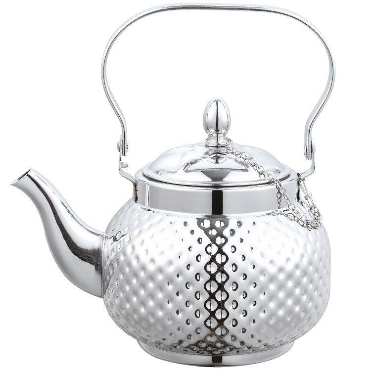 New products design tea pot  stainless steel whistling tea kettle with strainer inside