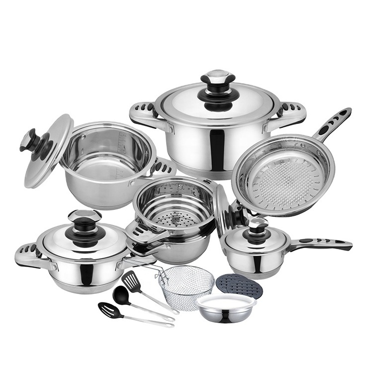 Hot sale  31pcs  induction fry casserole cooking pot  utensils set  stainless steel kitchen wear cookware sets