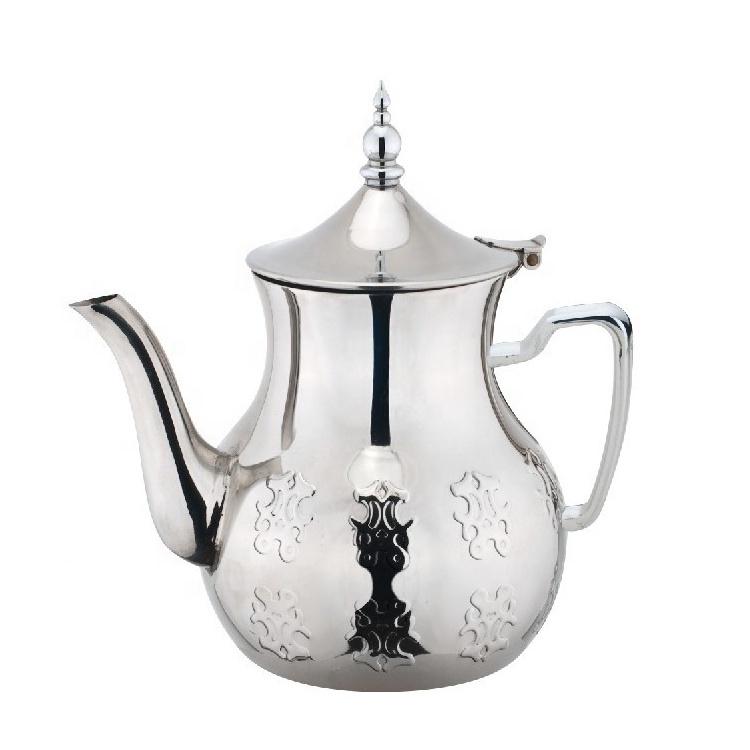 Hot Sale Arabic Moroccan Decorative 1L Coffee Tea Set High Quality Stainless Steel Tea Pot with Turkish Design for Restaurants