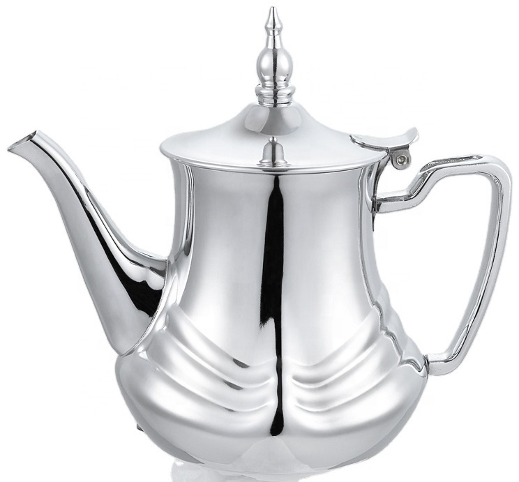 Turkish design  26oz 36oz 48oz  stainless steel Moroccan  kettle tea pot milk pot coffee pot with die cut handle