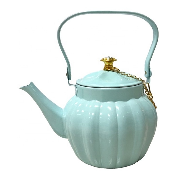 Luxury Moroccan Stainless Steel Metal Kettle Cute Pumpkin Shape Water Teapot for Coffee and Tea Home Use Tea Pot