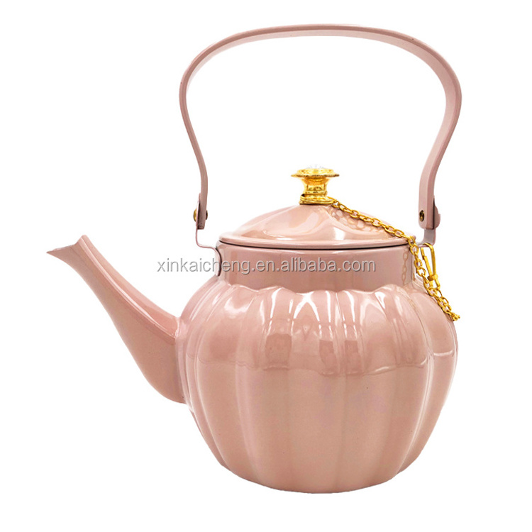 Luxury Moroccan Stainless Steel Metal Kettle Cute Pumpkin Shape Water Teapot for Coffee and Tea Home Use Tea Pot