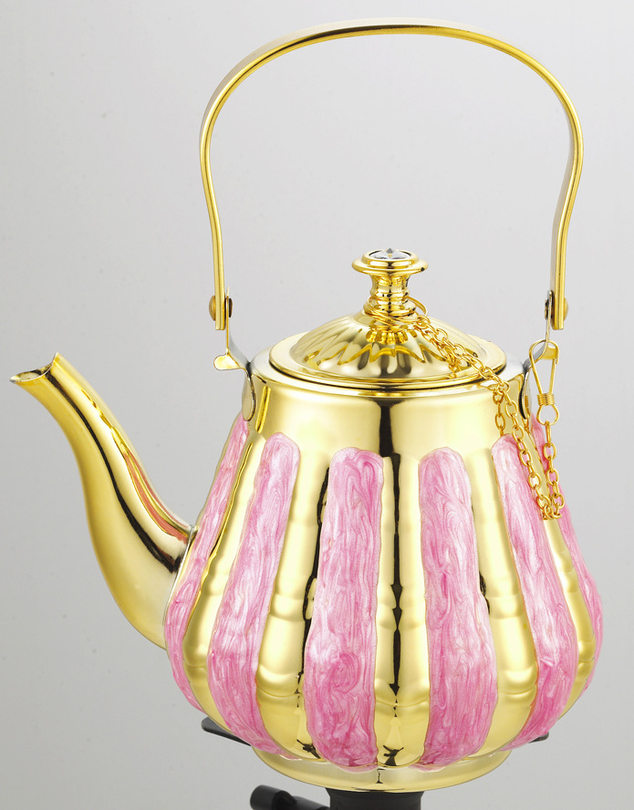 2021 Hot sale 1.1L 1.4L 1.6L Arabic stainless steel  tea pot tea kettle gold color