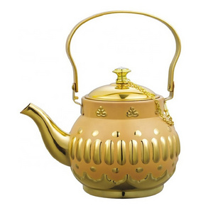 Hot sale item gold plating colored 1.3L 1.6L 1.8L Arabic stainless steel tea pot