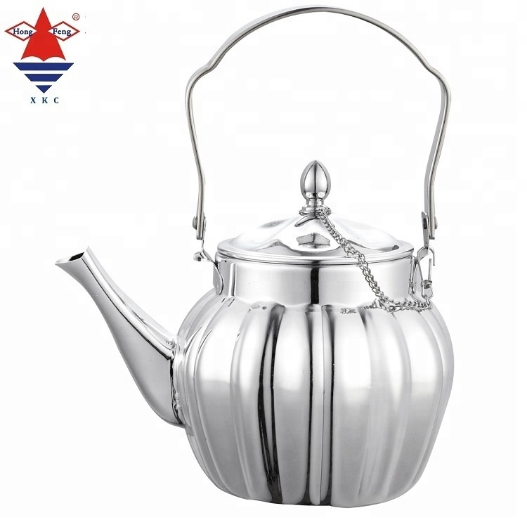 Luxury Moroccan Stainless Steel Metal Kettle Cute Pumpkin Shape Water Teapot for Coffee and Tea Home Use Tea Pot