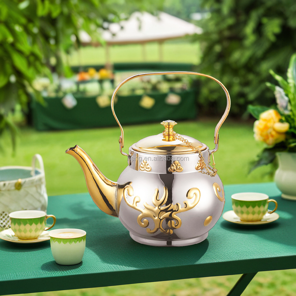 Drinkware tea serving gold color turkish tea pot 1.3L 1.6L 1.8L stainless steel teapot for home