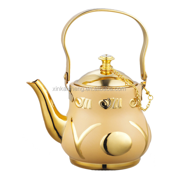 Moroccan Flower Pattern Stainless Steel Tea Kettle Home Use Metal Tea Pot & Coffee Drinkware Travel Friendly