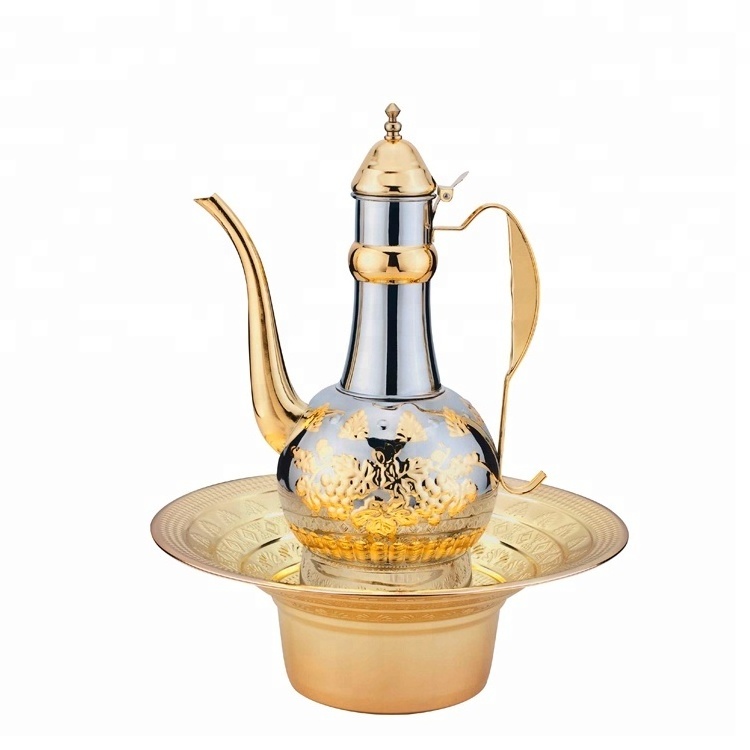 Turkish Arabic Style Stainless Steel Wash Hand Pot Set Water Kettle Tea Pot With Mirror Polish Finishing