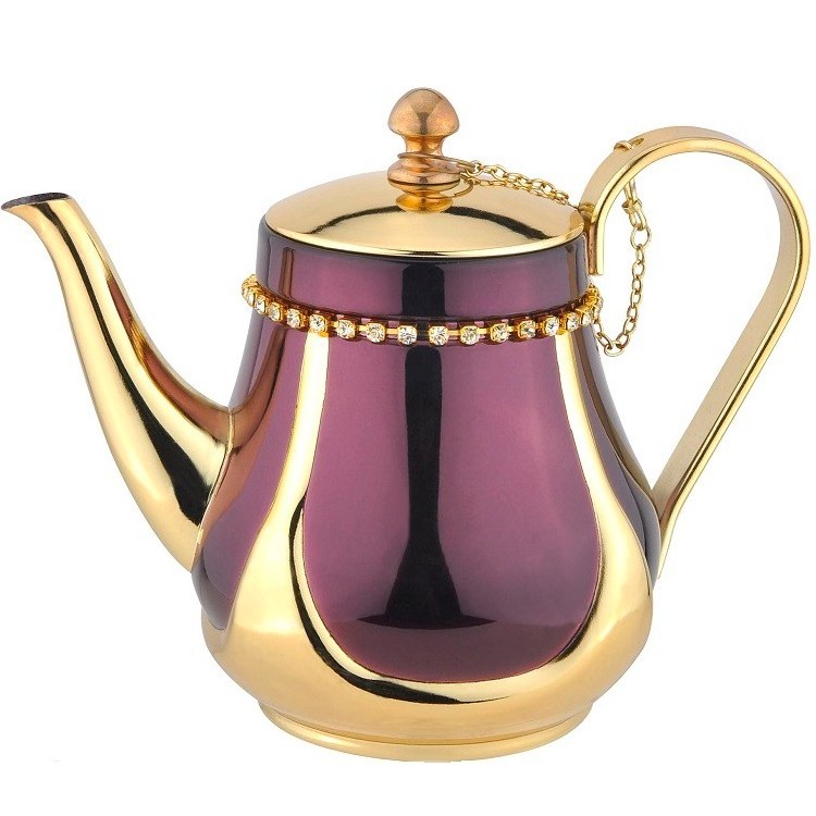 Hot Selling Gold-Colored Turkish Design Teapot Set Non-Electric Metal Tea Kettle 0.8L 1.0L 1.5L Stainless Steel Tea Pot Coffee