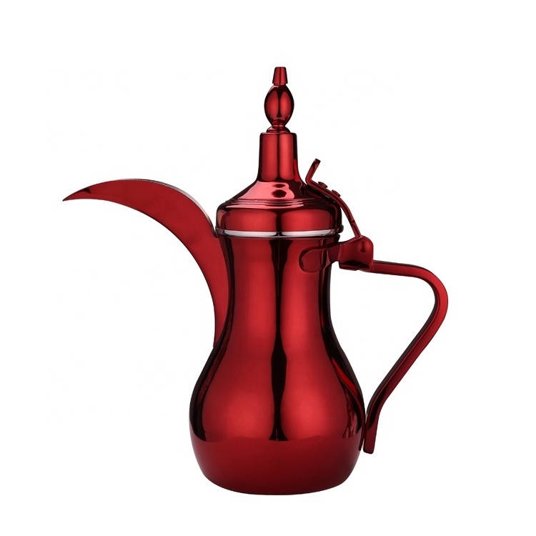 Classic Arabic Style Big Capacity Stainless Steel Dallah Coffee Tea Pot Metal Kettle with Long Spout for Water Use