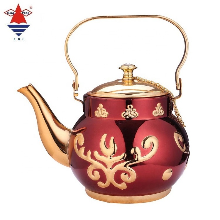 Drinkware tea serving gold color turkish tea pot 1.3L 1.6L 1.8L stainless steel teapot for home