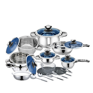 Stainless steel camping cookware and outdoor cooking set for  tri  ply  cookware set