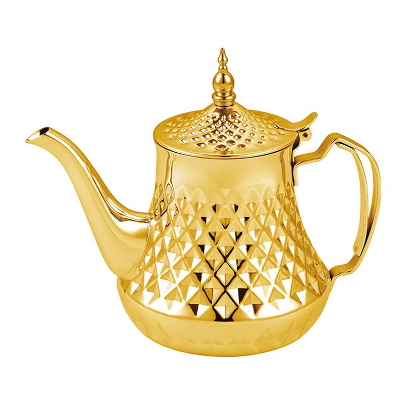 2022 New design Arabic Morocco gold silver stainless steel tea pot tea kettle 26/36/48/60oz