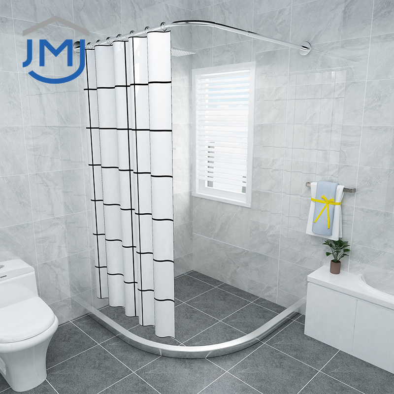 2021 JMJ Adjustable Stainless Steel Curved Telescopic Shower Telescopic Curtain Shower Rods