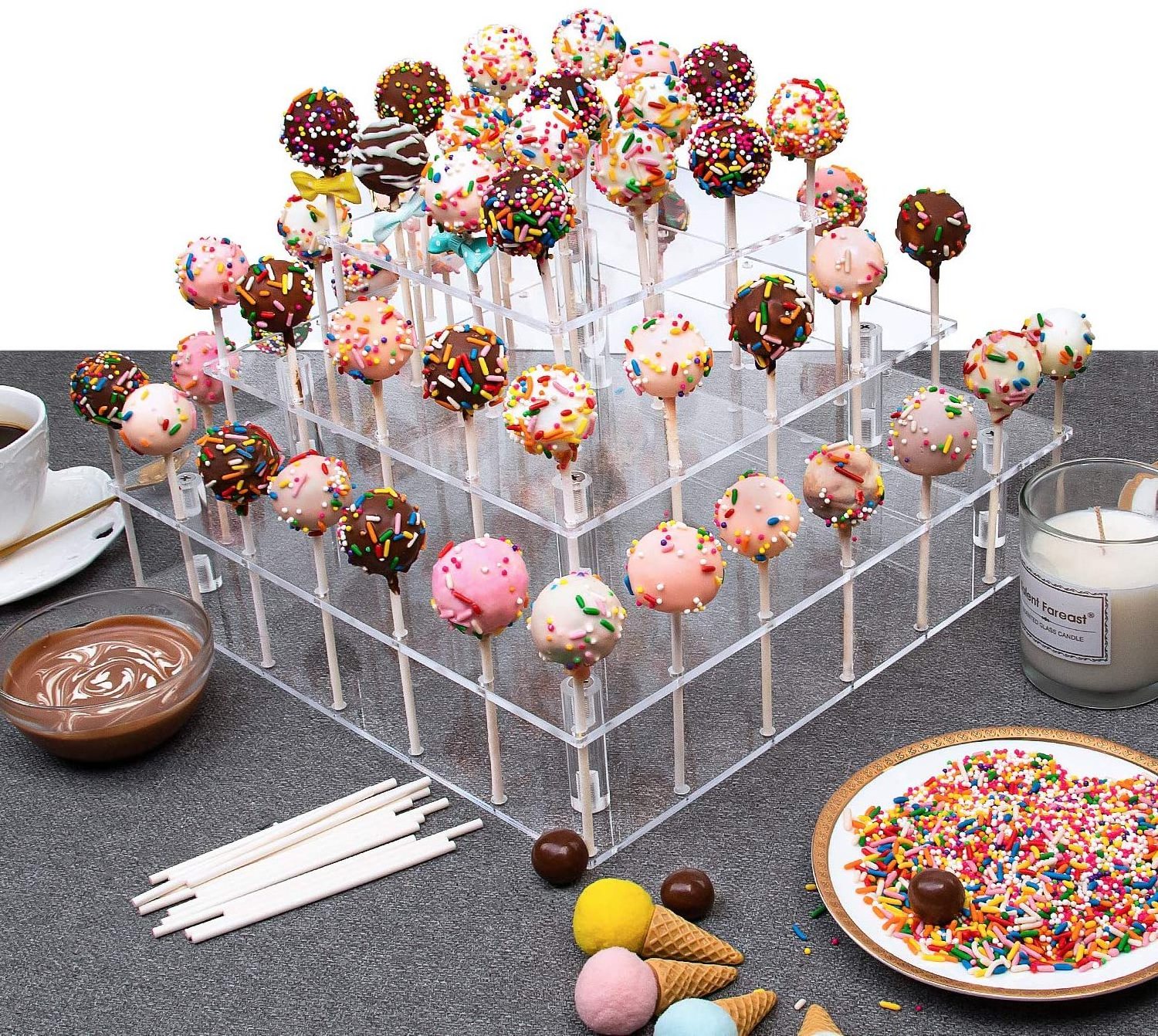 3 Tiered Clear Acrylic Cake Pop Display Stand  Acrylic Lollipop Holder Round Candy Holder for Weddings Birthday