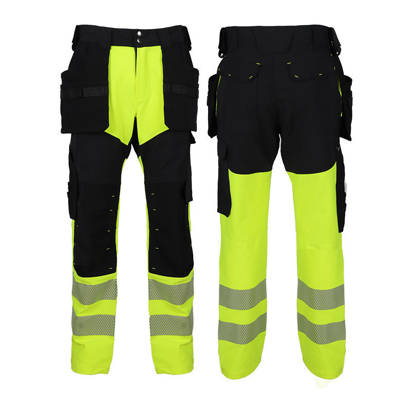 reflective safety Fire proof pants cotton work Trousers with Stretch Multi tool pockets Working pants