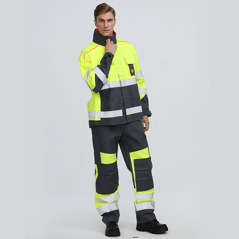 OEM Safety Construction Suit Manufacturer Cotton Work Fire Retardant Clothing Industry Workwear hi vis Jackets and Trousers