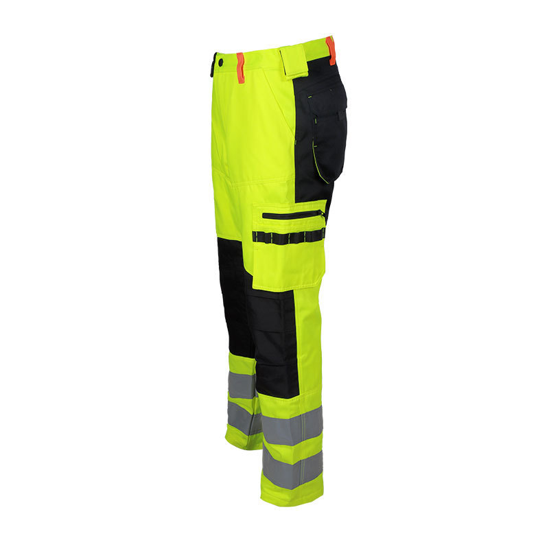 Factory Supply Hi vis Yellow Reflective Security Cargo Safety Construction Workwear Holster Cargo Work Pants for Men