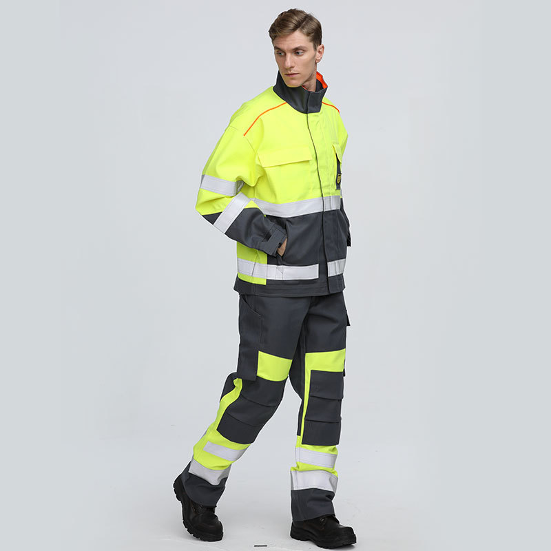 OEM Safety Construction Suit Manufacturer Cotton Work Fire Retardant Clothing Industry Workwear hi vis Jackets and Trousers