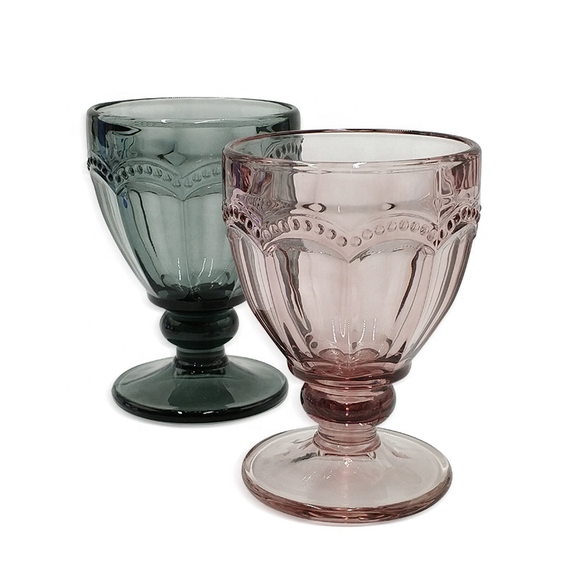 Top quality Handcrafted Wholesale Blue Pressed Glass Goblets