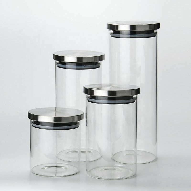 6oz 8oz 12oz 14oz 16oz Heat-resistant Glass Storage Jar with Stainless Steel Lid