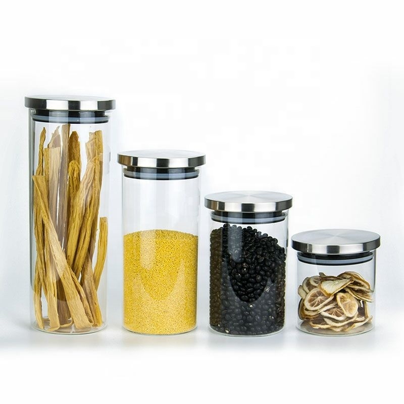 6oz 8oz 12oz 14oz 16oz Heat-resistant Glass Storage Jar with Stainless Steel Lid